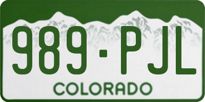 CO license plate 989PJL