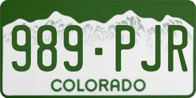 CO license plate 989PJR