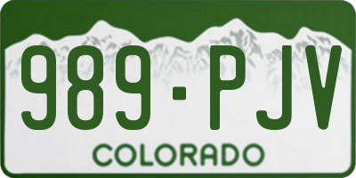 CO license plate 989PJV