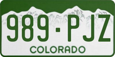 CO license plate 989PJZ