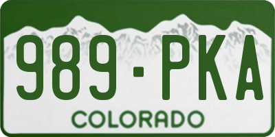 CO license plate 989PKA