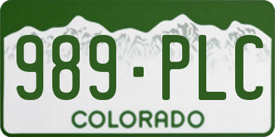 CO license plate 989PLC