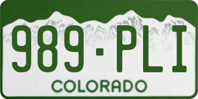 CO license plate 989PLI