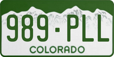 CO license plate 989PLL