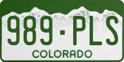CO license plate 989PLS