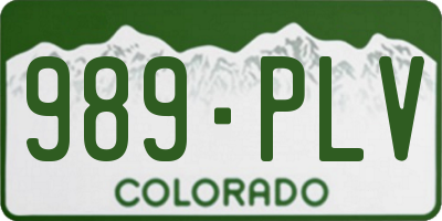 CO license plate 989PLV
