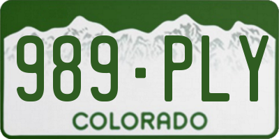 CO license plate 989PLY