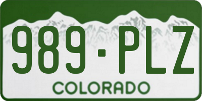 CO license plate 989PLZ