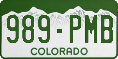 CO license plate 989PMB