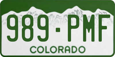 CO license plate 989PMF
