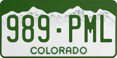 CO license plate 989PML