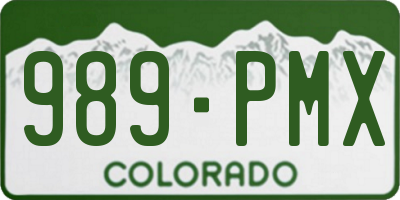 CO license plate 989PMX