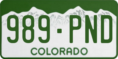 CO license plate 989PND