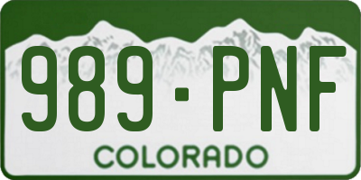 CO license plate 989PNF