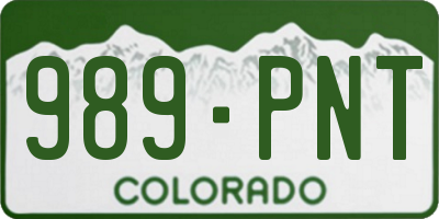 CO license plate 989PNT