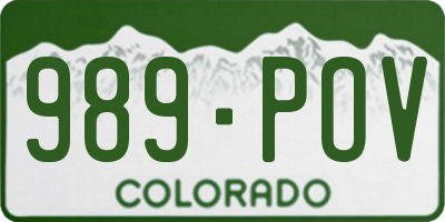 CO license plate 989POV