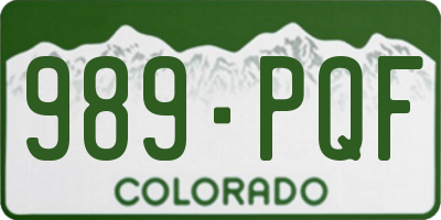 CO license plate 989PQF