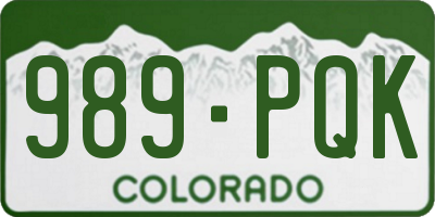 CO license plate 989PQK