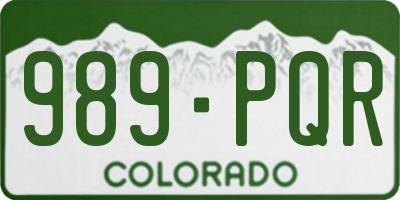 CO license plate 989PQR
