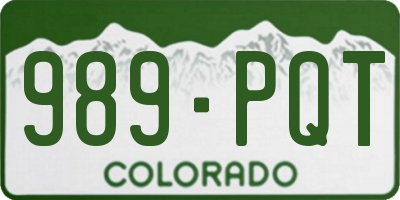 CO license plate 989PQT