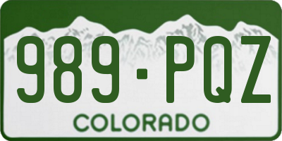CO license plate 989PQZ