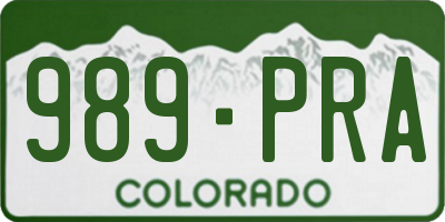 CO license plate 989PRA