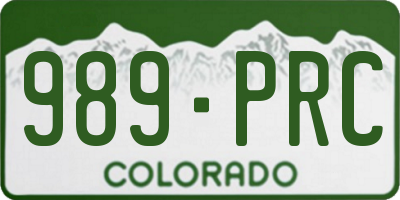 CO license plate 989PRC