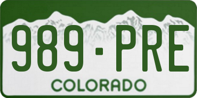 CO license plate 989PRE