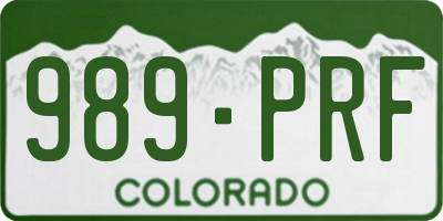 CO license plate 989PRF