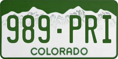 CO license plate 989PRI