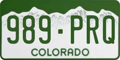 CO license plate 989PRQ