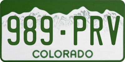 CO license plate 989PRV