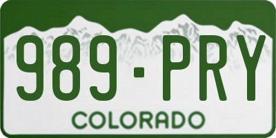 CO license plate 989PRY