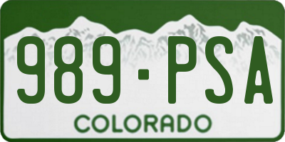 CO license plate 989PSA