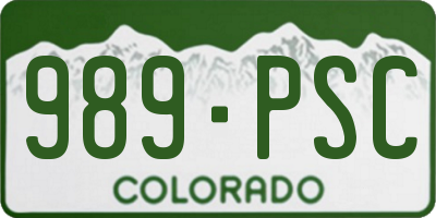 CO license plate 989PSC