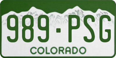CO license plate 989PSG