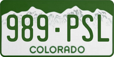 CO license plate 989PSL