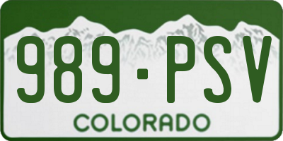 CO license plate 989PSV