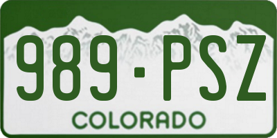 CO license plate 989PSZ
