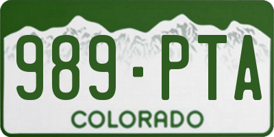 CO license plate 989PTA