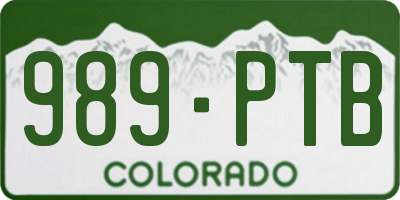 CO license plate 989PTB