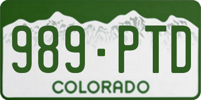 CO license plate 989PTD