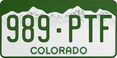 CO license plate 989PTF