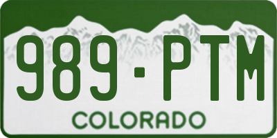 CO license plate 989PTM
