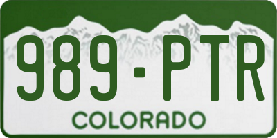 CO license plate 989PTR