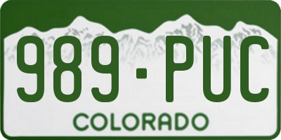 CO license plate 989PUC