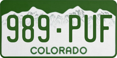 CO license plate 989PUF