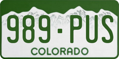 CO license plate 989PUS