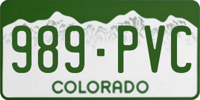 CO license plate 989PVC