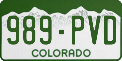 CO license plate 989PVD